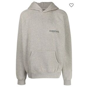 Fear of God Essentials Chest logo- printed detail light grey hoodie